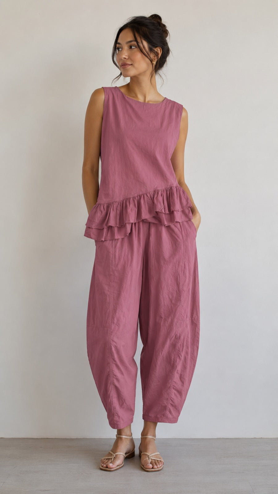 Made in Italy Cotton Frill Bottom Top