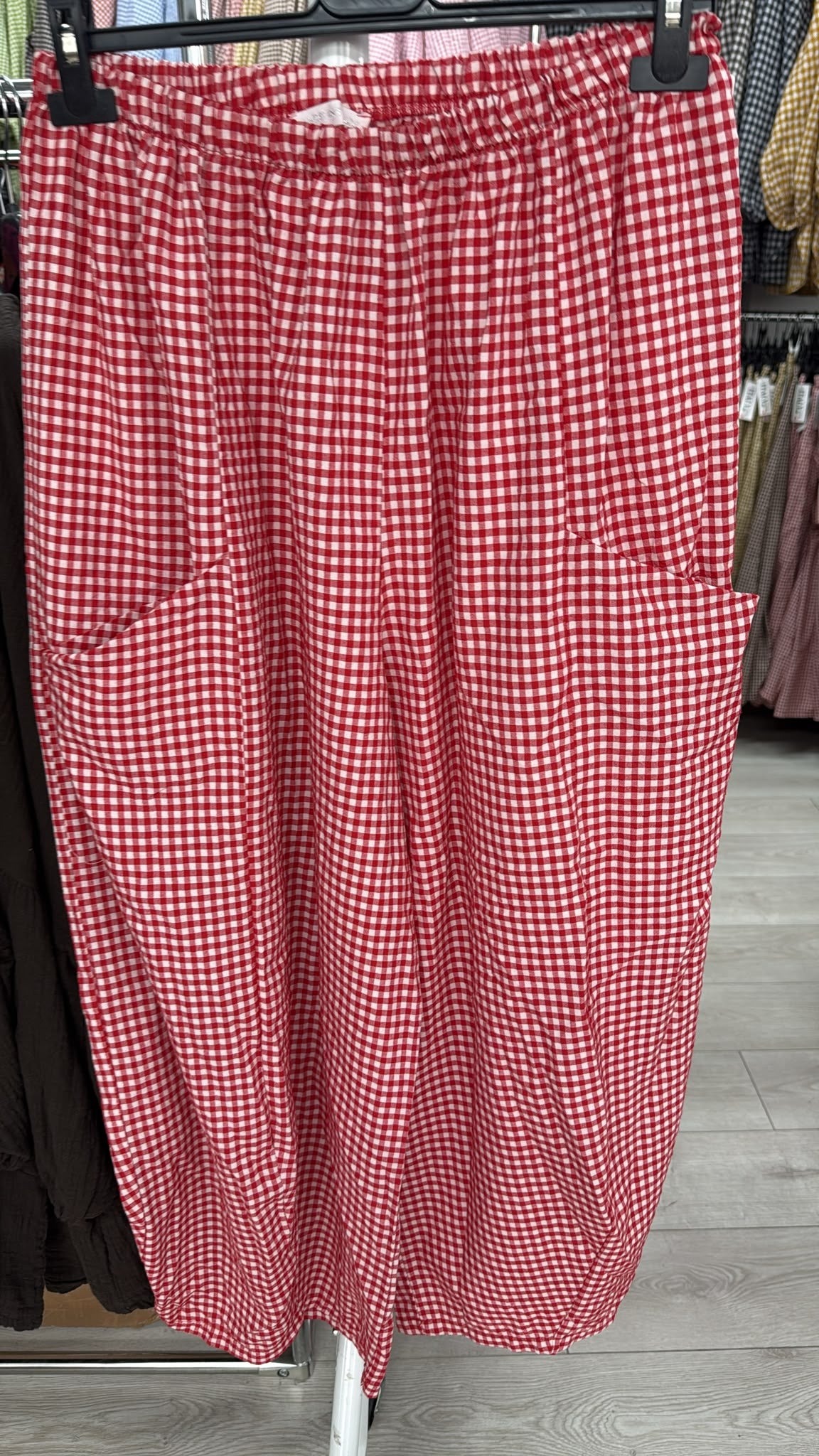Gingham Barrel Leg Pant