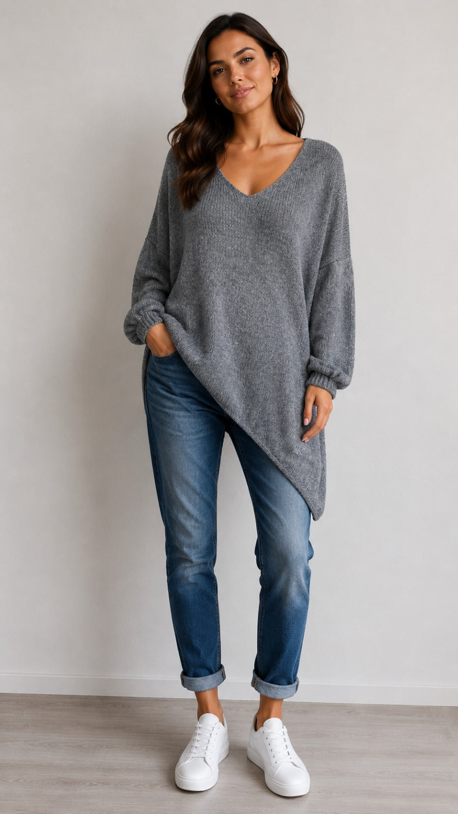 Made in Italy Wool Slant Knit Jumper