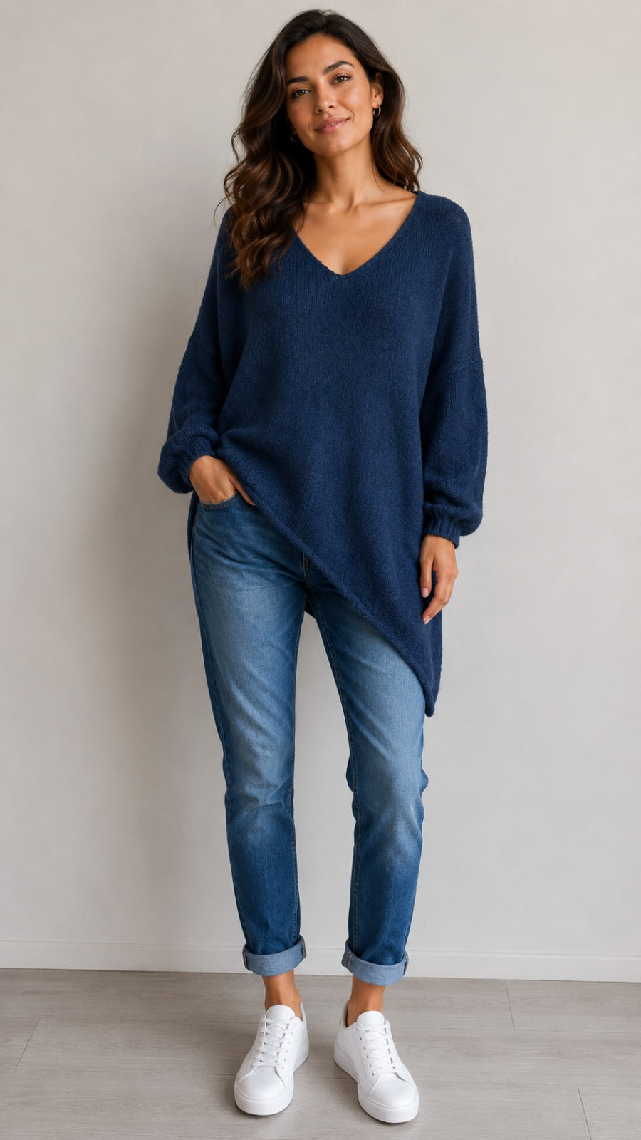 Made in Italy Wool Slant Knit Jumper