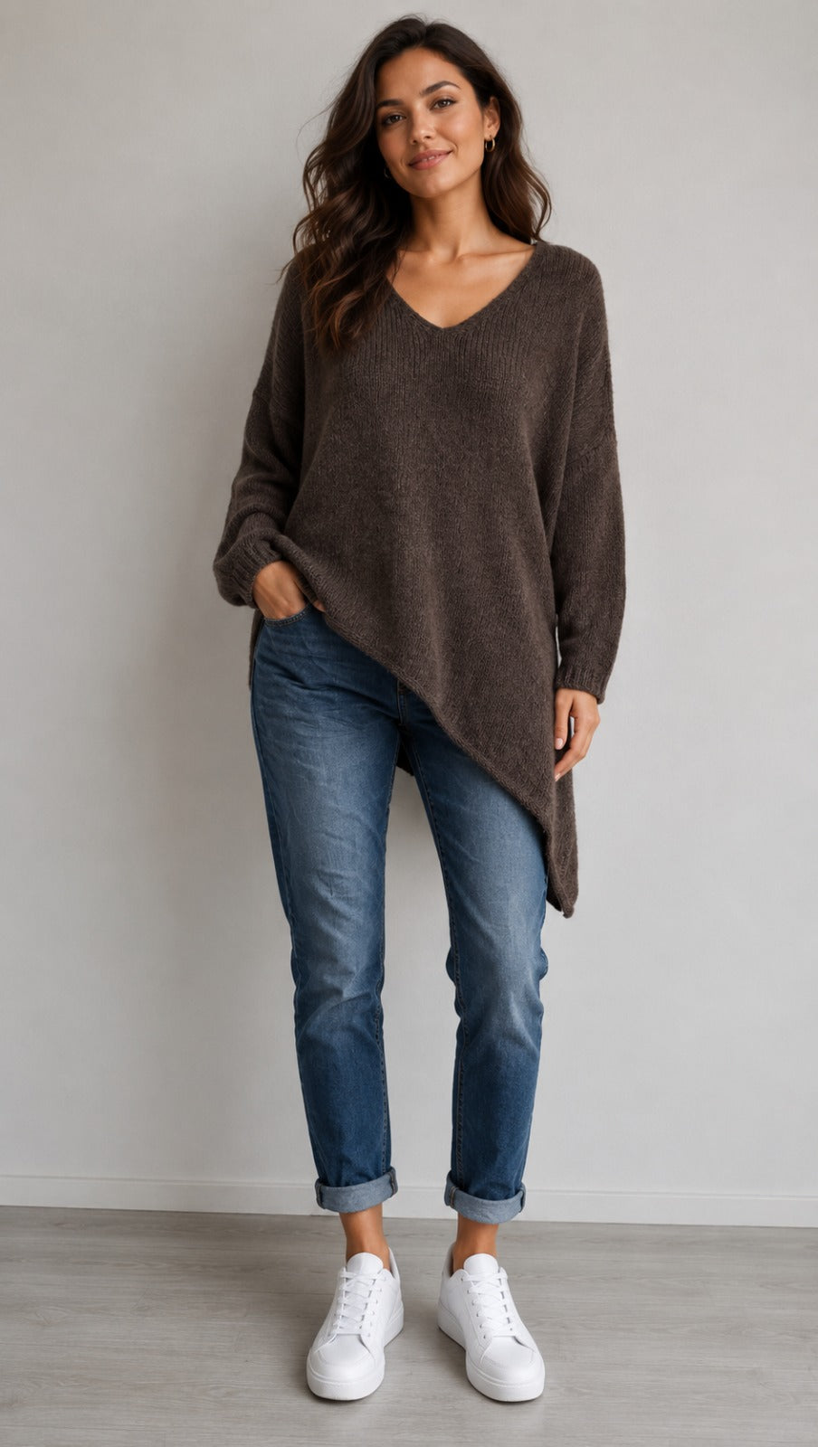 Made in Italy Wool Slant Knit Jumper