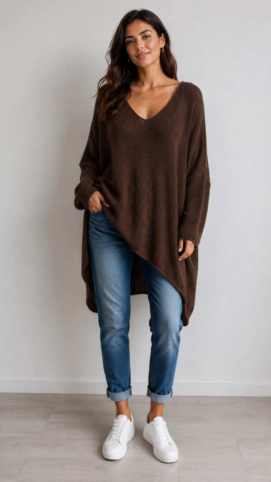 Wool Slouch Knit Jumper High-Low