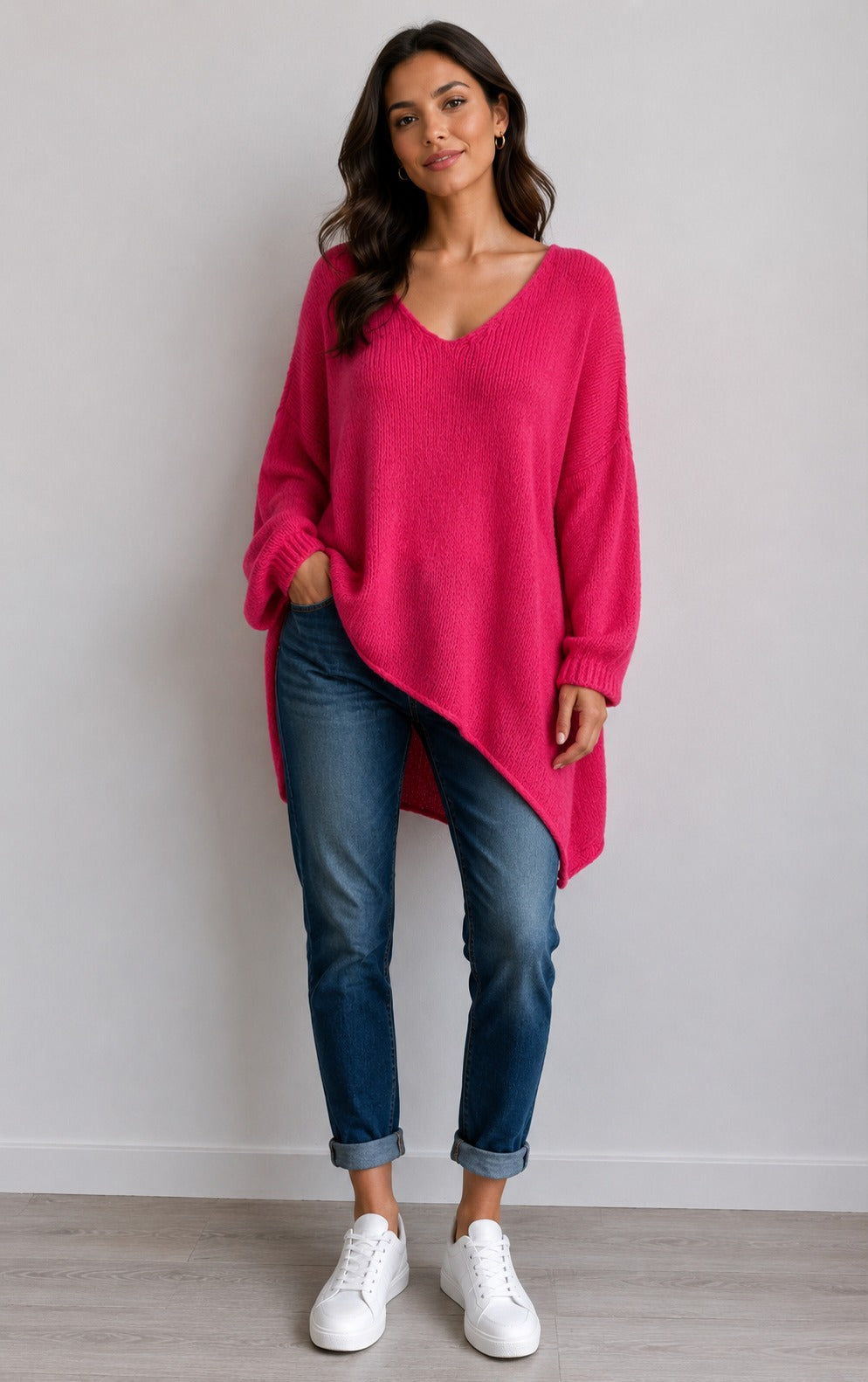 Wool Slouch Knit Jumper High-Low