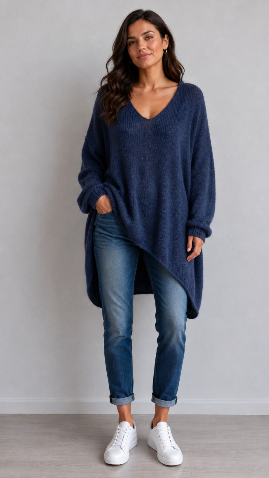 Wool Slouch Knit Jumper High-Low