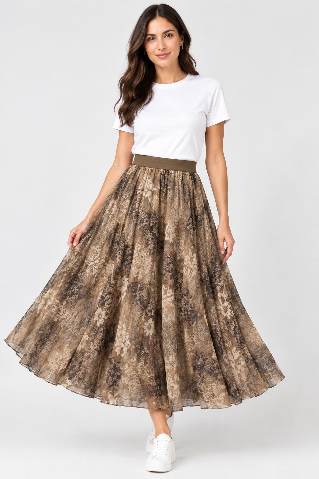 Made in Italy Printed Tulle Skirt