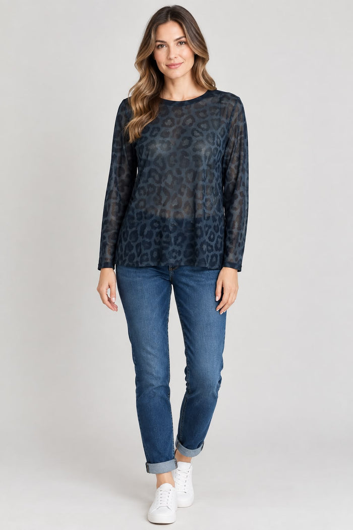 Leopard Print Mesh Tops Layering