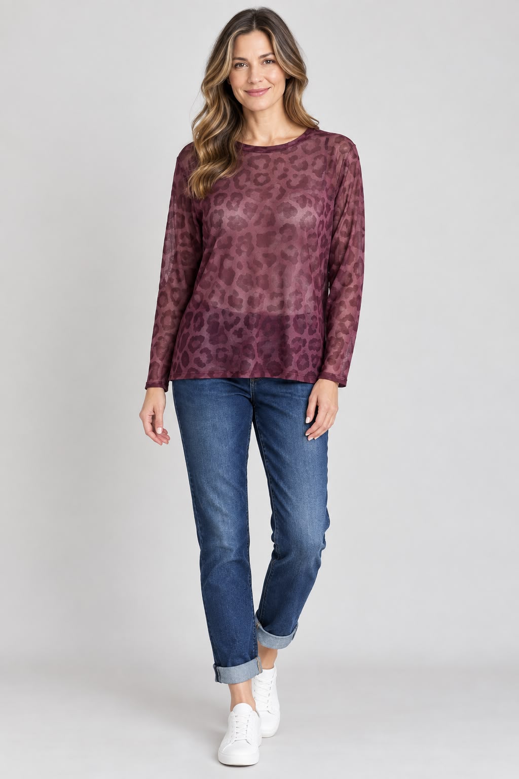Leopard Print Mesh Tops Layering