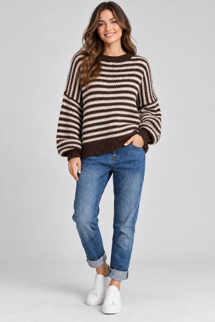 Wool Stripe Chunky Knit Jumper