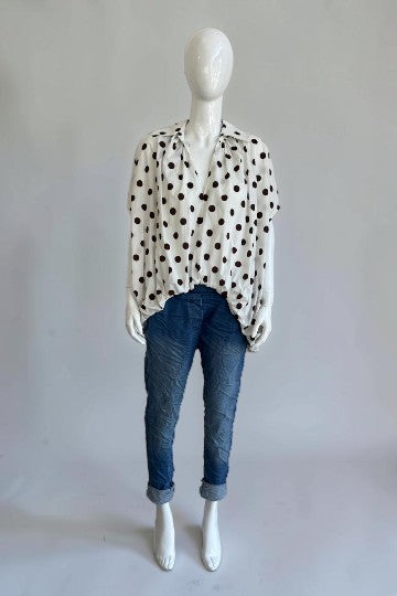 Made in Italy Polka dot Puffball Top