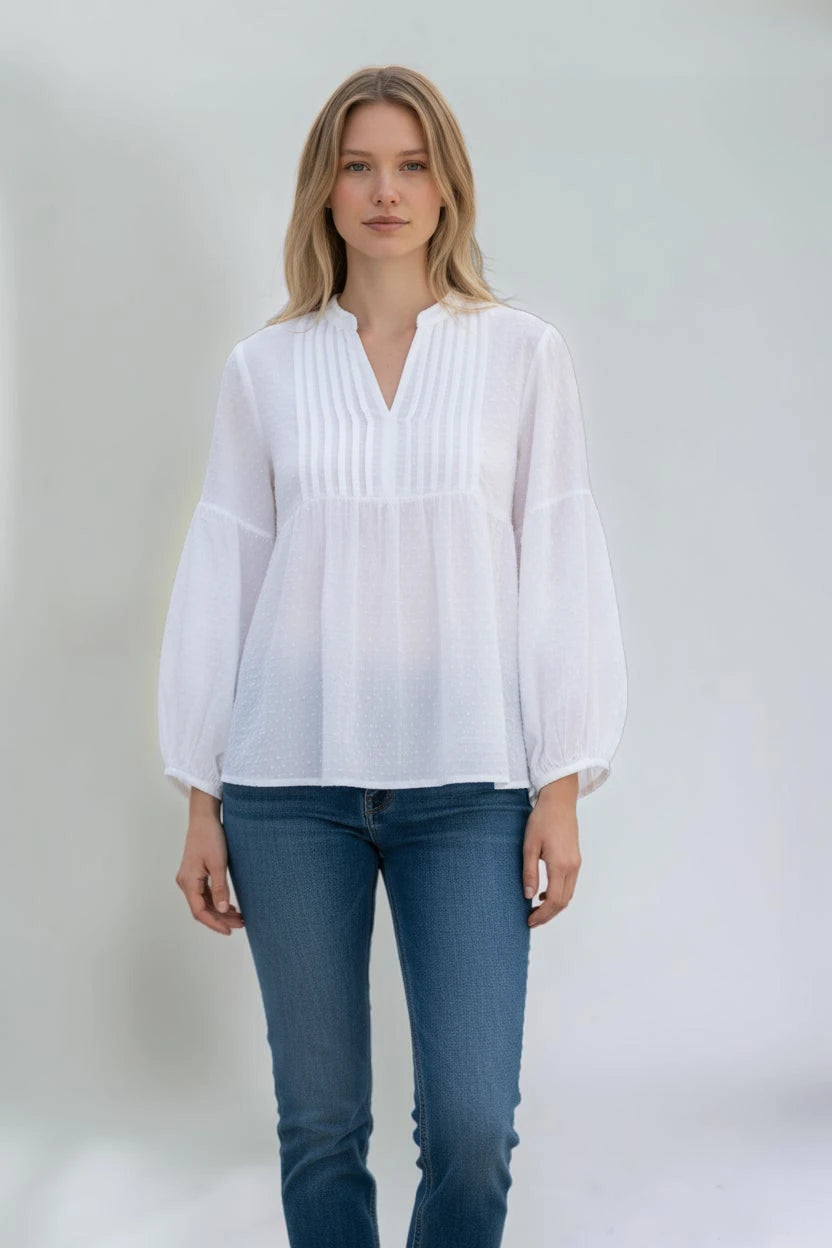 Made in Italy Pintuck Top