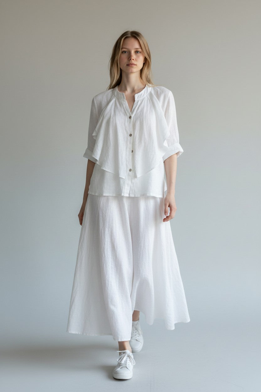 Linen Frill Shirt Lagenlook