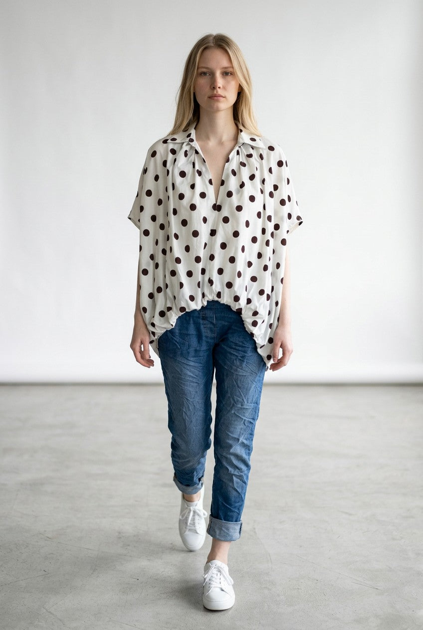 Made in Italy Polka dot Puffball Top