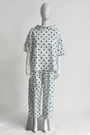 Made in Polka dot Drape Neck Top