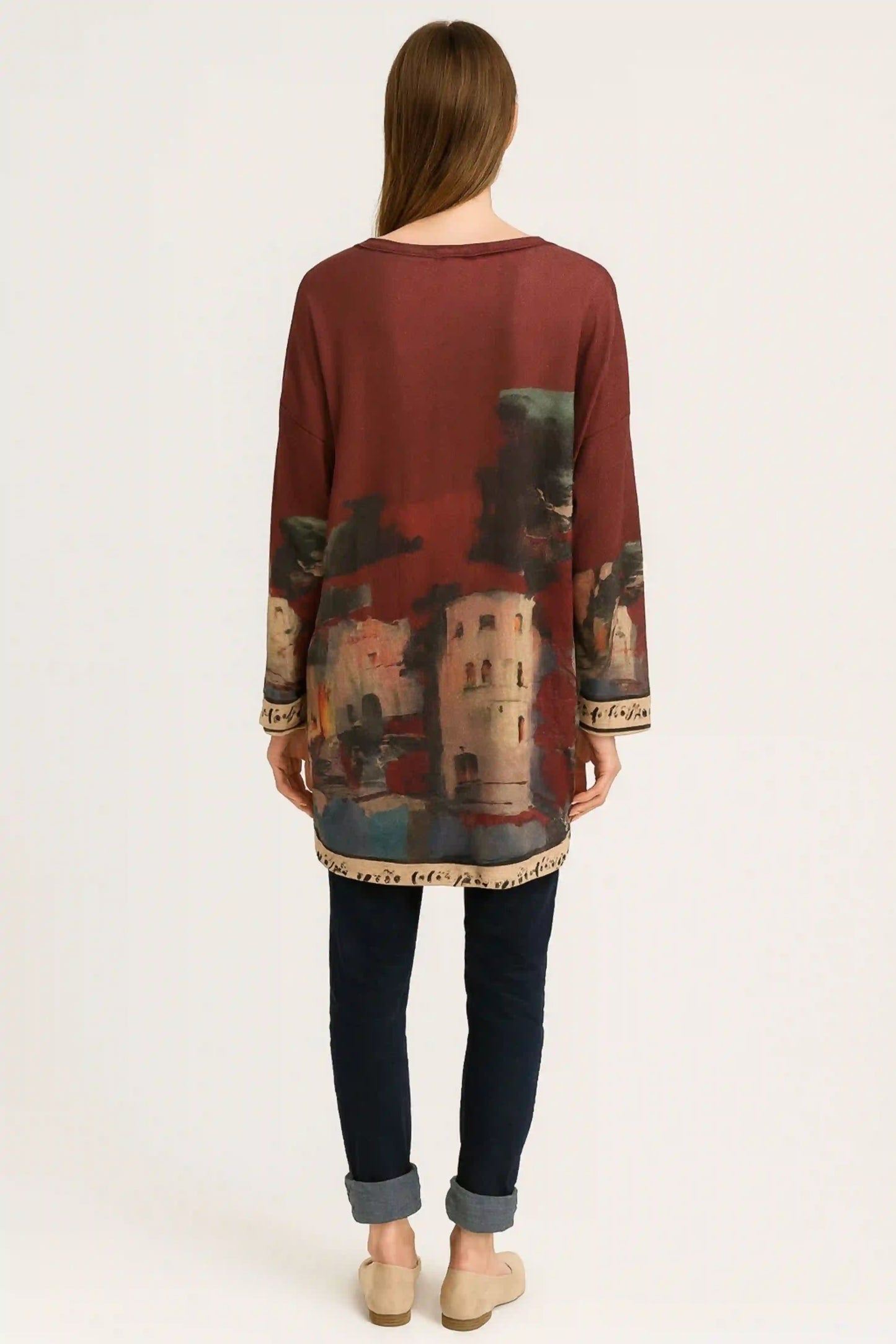 Made in Italy V Neck Tuscany Print Top