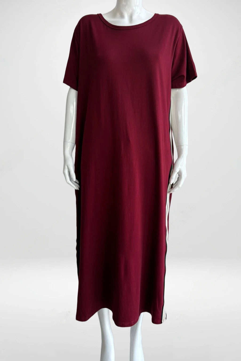 Jersey Stripe Trim Dress Lagenlook