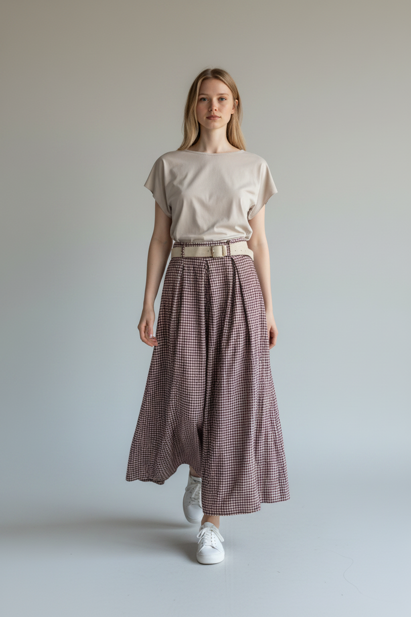 Gingham Palazzo Pant Lagenlook