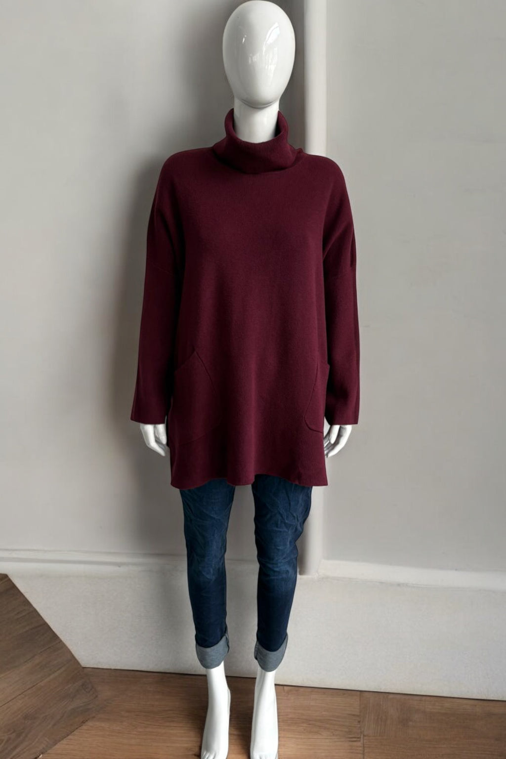 Made in Italy Polo Neck Split Hem Jumper