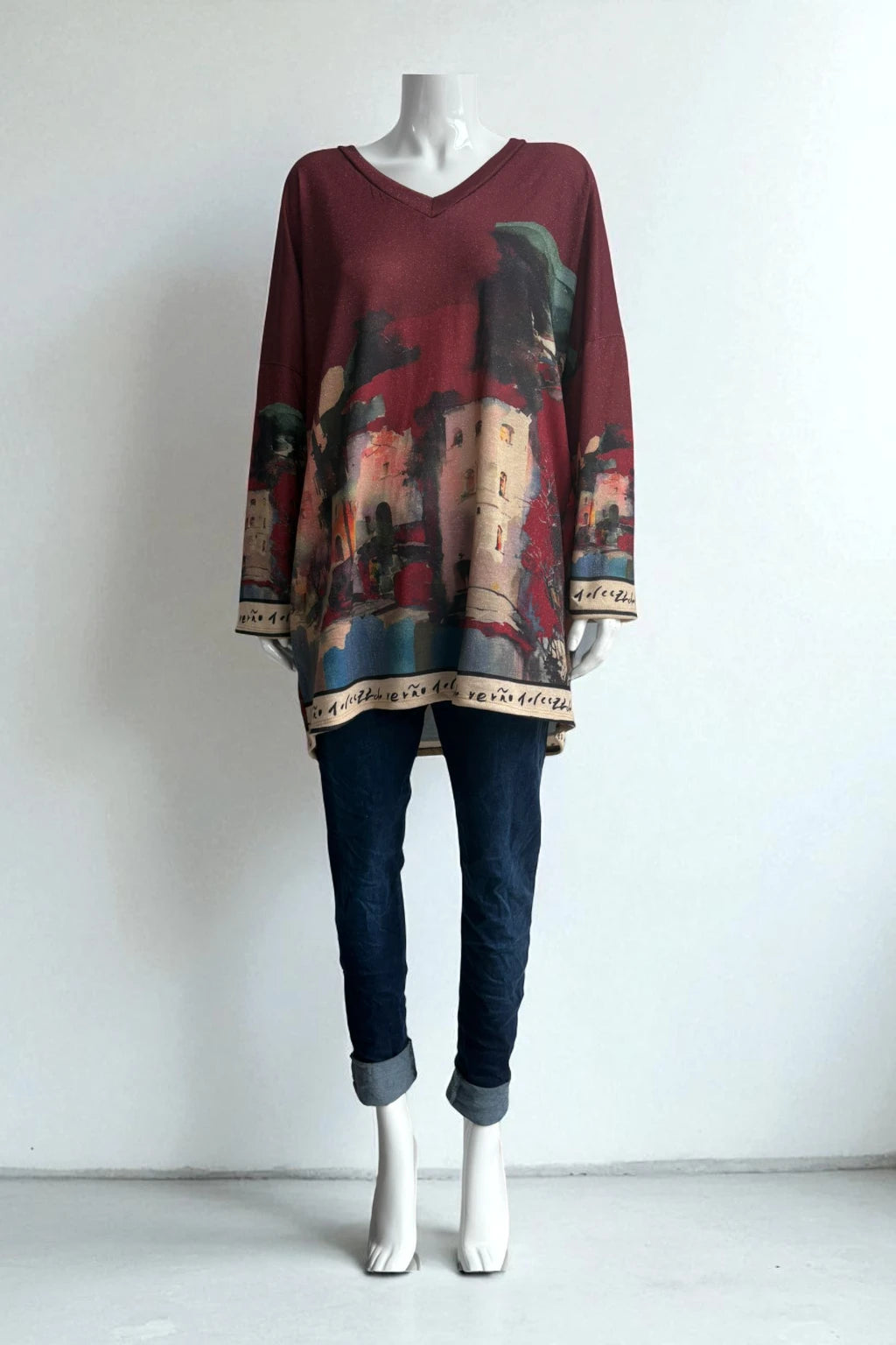 Made in Italy V Neck Tuscany Print Top