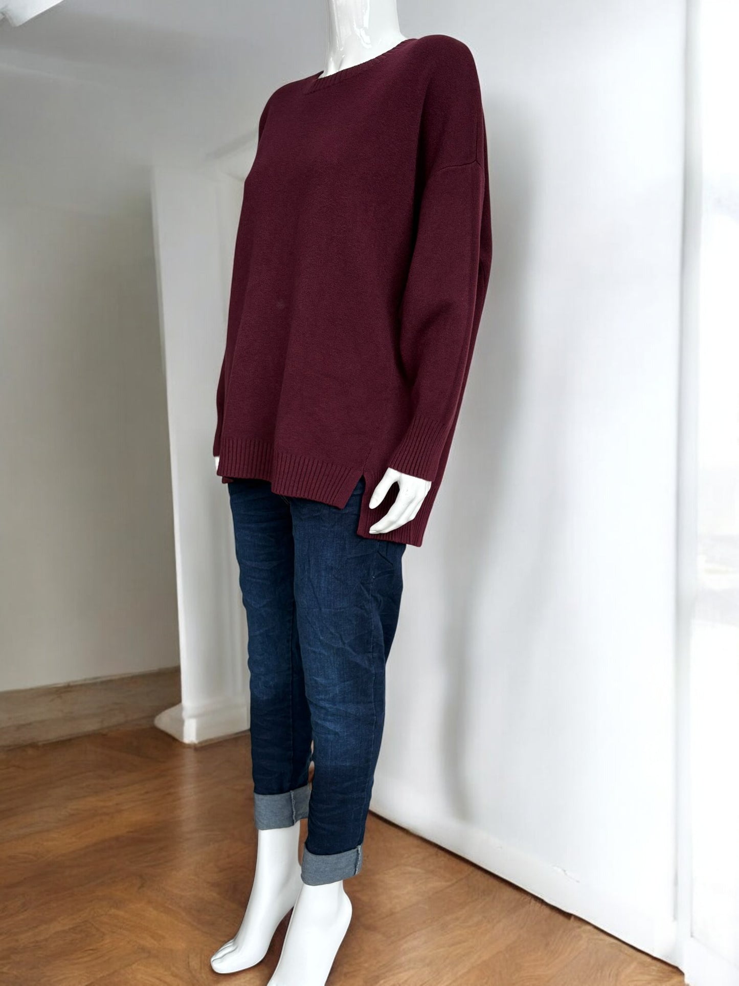 Made in Italy Soft Knit Split Hem Jumper