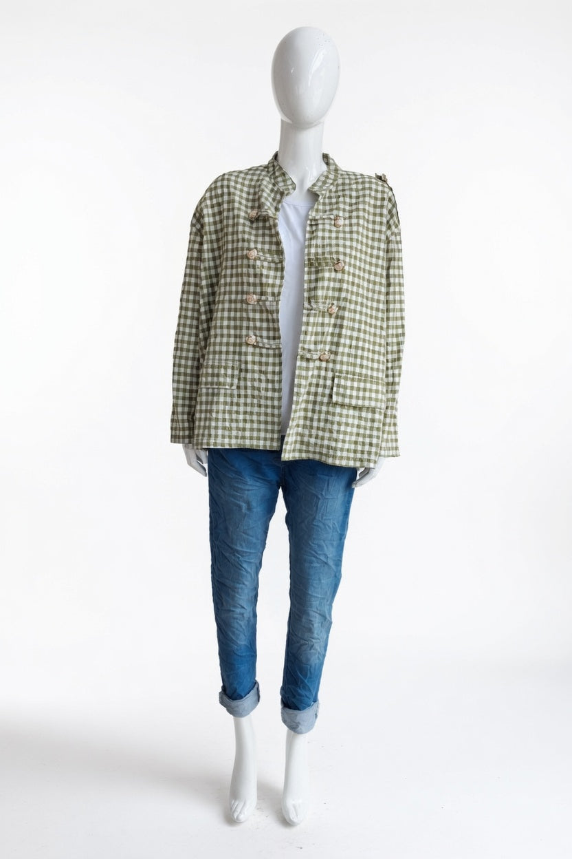 Gingham Military Jacket