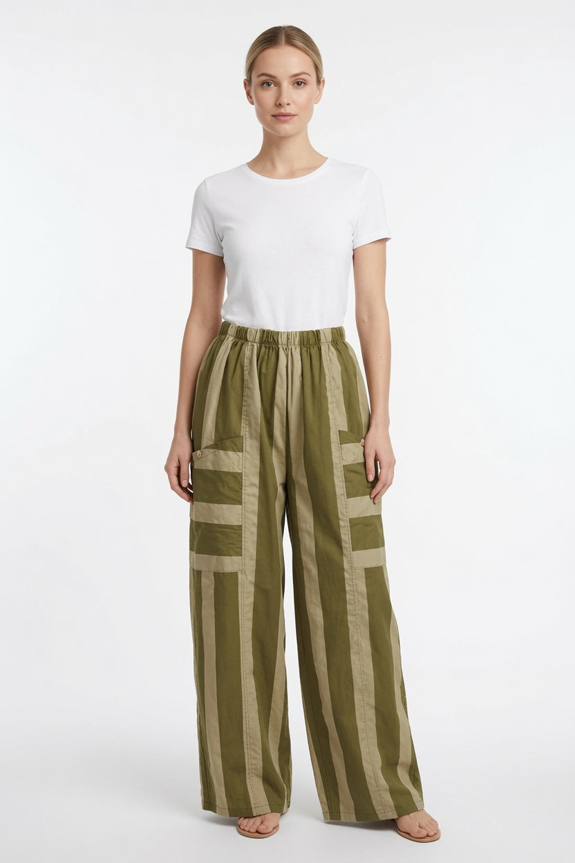 Made in Italy Stripe Barrel Leg Pant