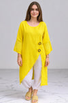 Linen Side Button Slant Dress