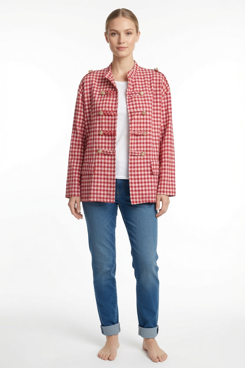 Gingham Military Jacket