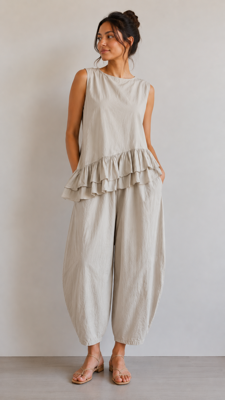 Made in Italy Cotton Frill Bottom Top