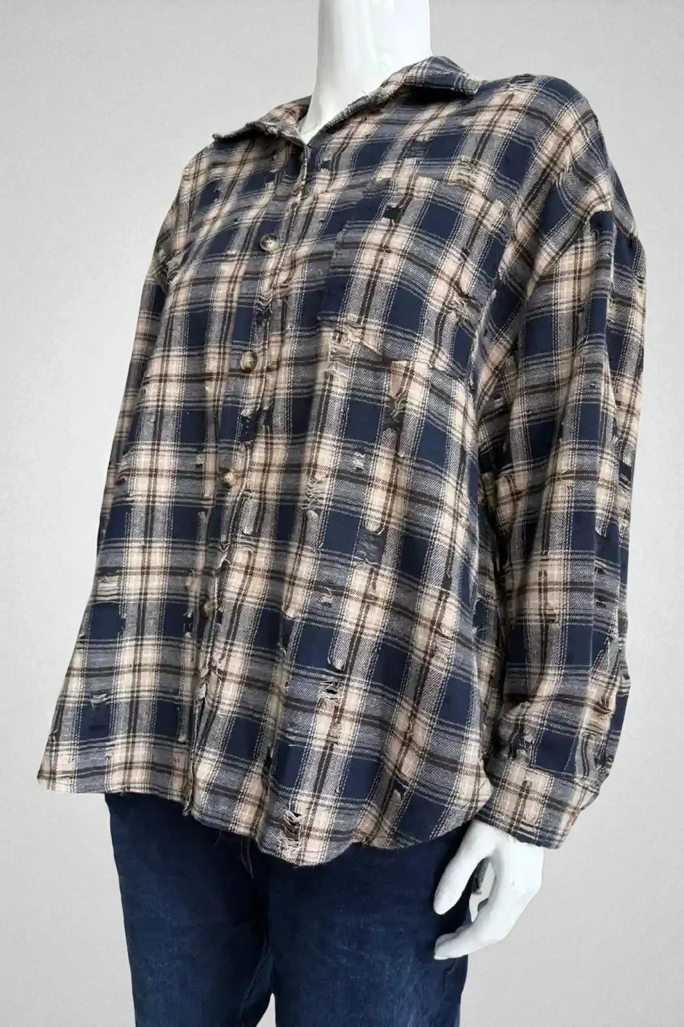 Made in Italy Distressed Check Shirt