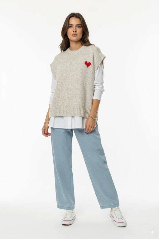 Knitted Wool Heart Tank Top