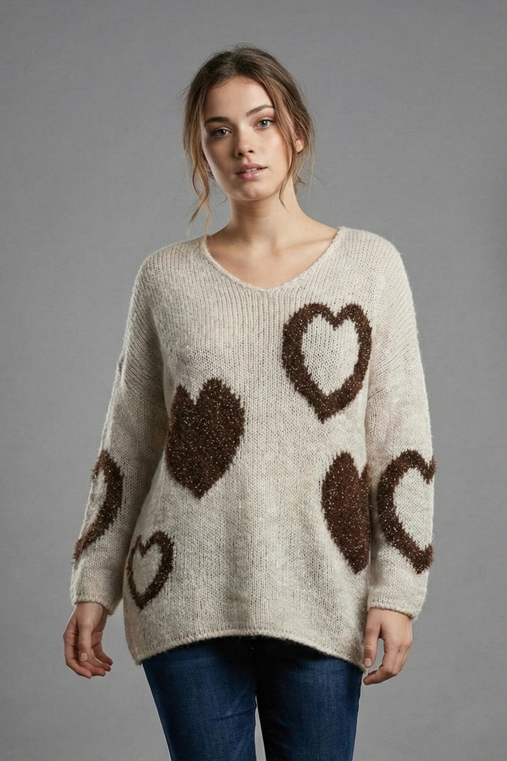 Made in Italy Wool Slouch Heart Jumper