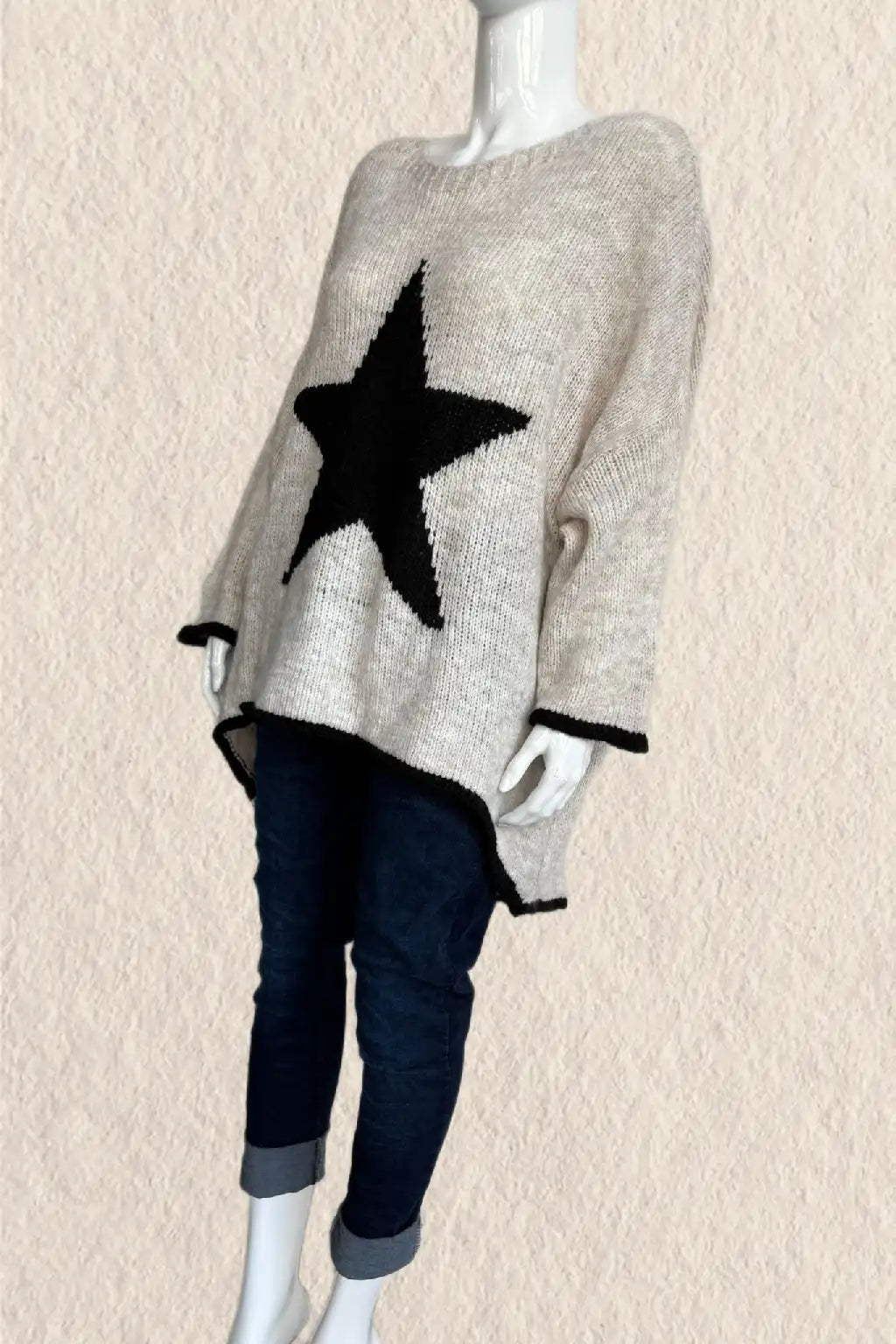 Made in Italy Wool Slouch Star Jumper
