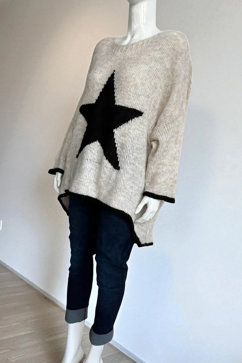 Made in Italy Wool Slouch Star Jumper