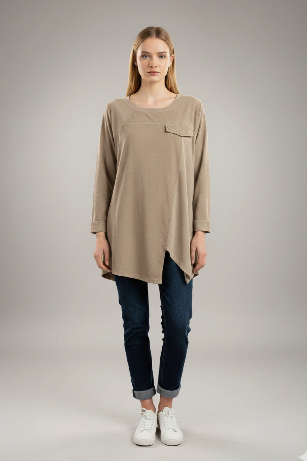 Women's Corduroy Long Sleeve Tunic Top
