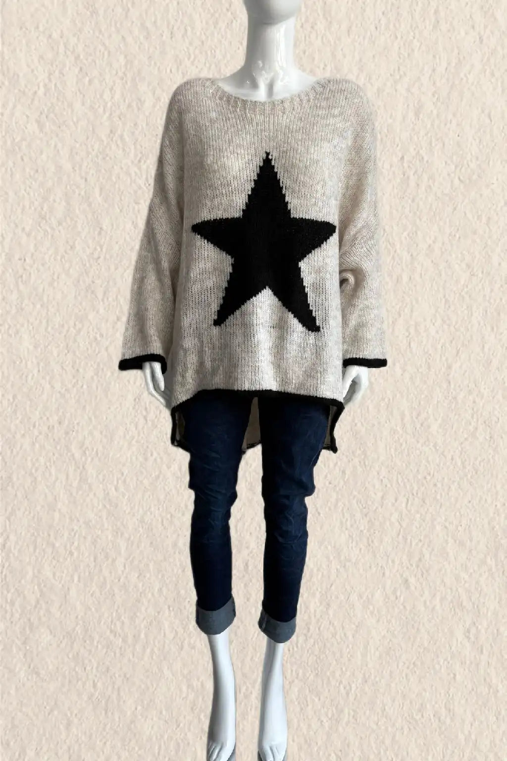 Made in Italy Wool Slouch Star Jumper