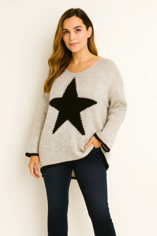 Made in Italy Wool Slouch Star Jumper
