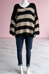 Wool V Neck Seam Out Stripe Jumper