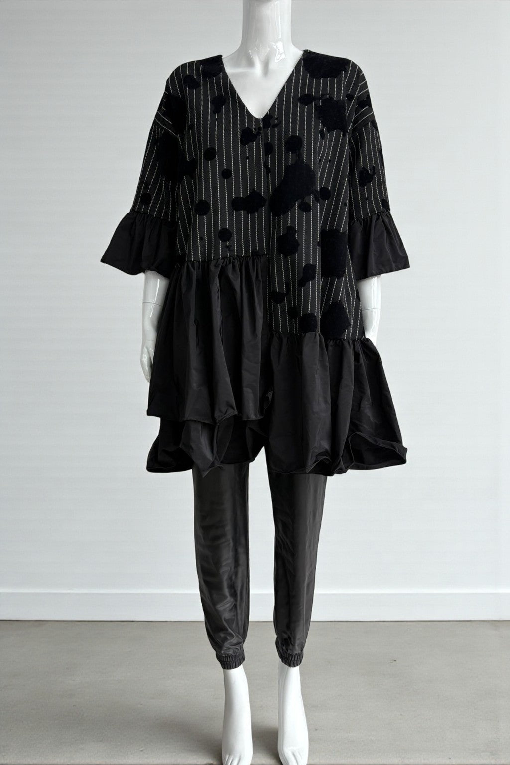 Made in Italy Stripe Abstract pattern Frill Dress