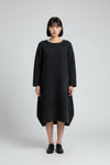 Quilted Black Midi Cocoon Dress Partywear