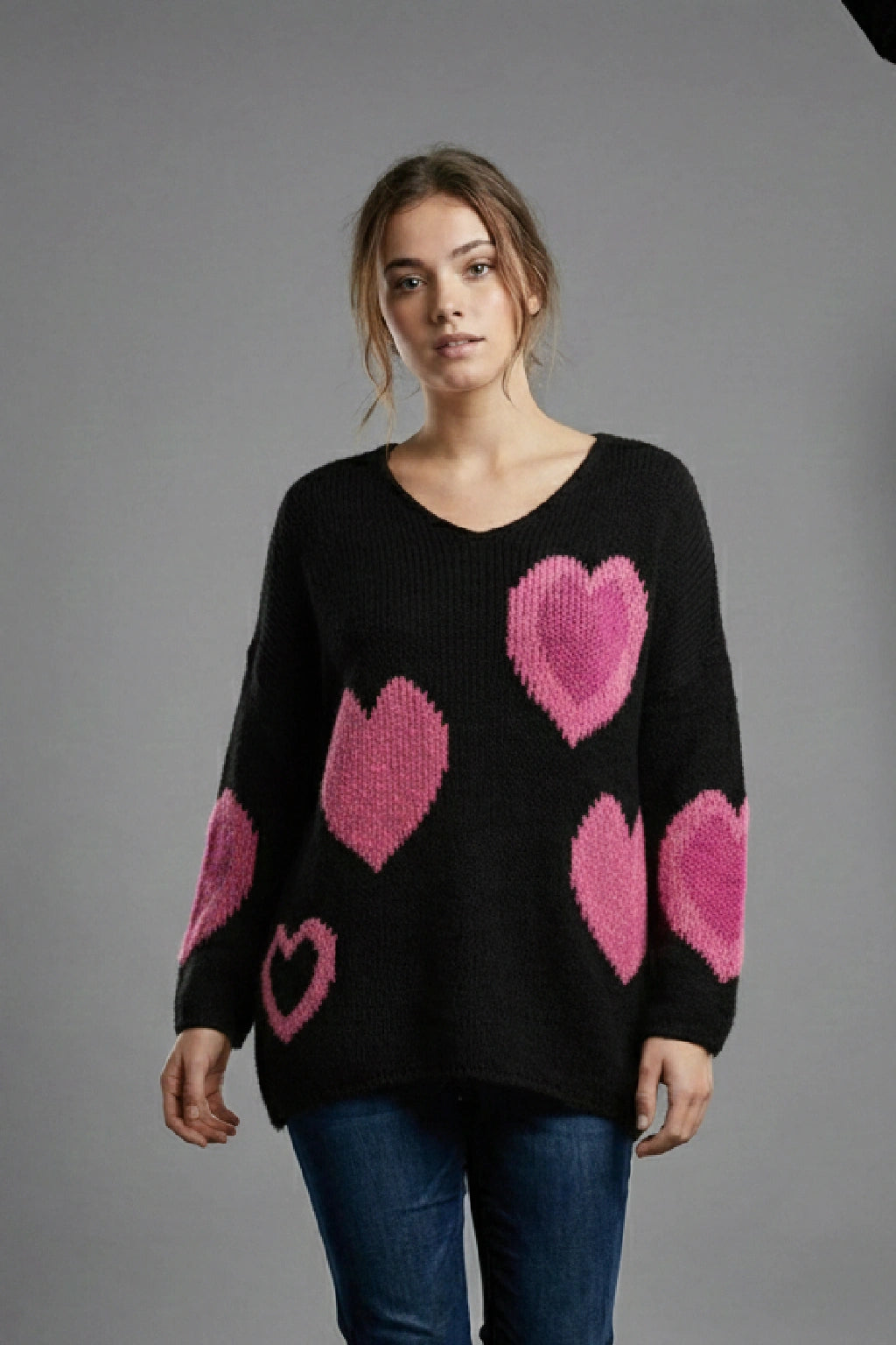 Made in Italy Wool Slouch Heart Jumper
