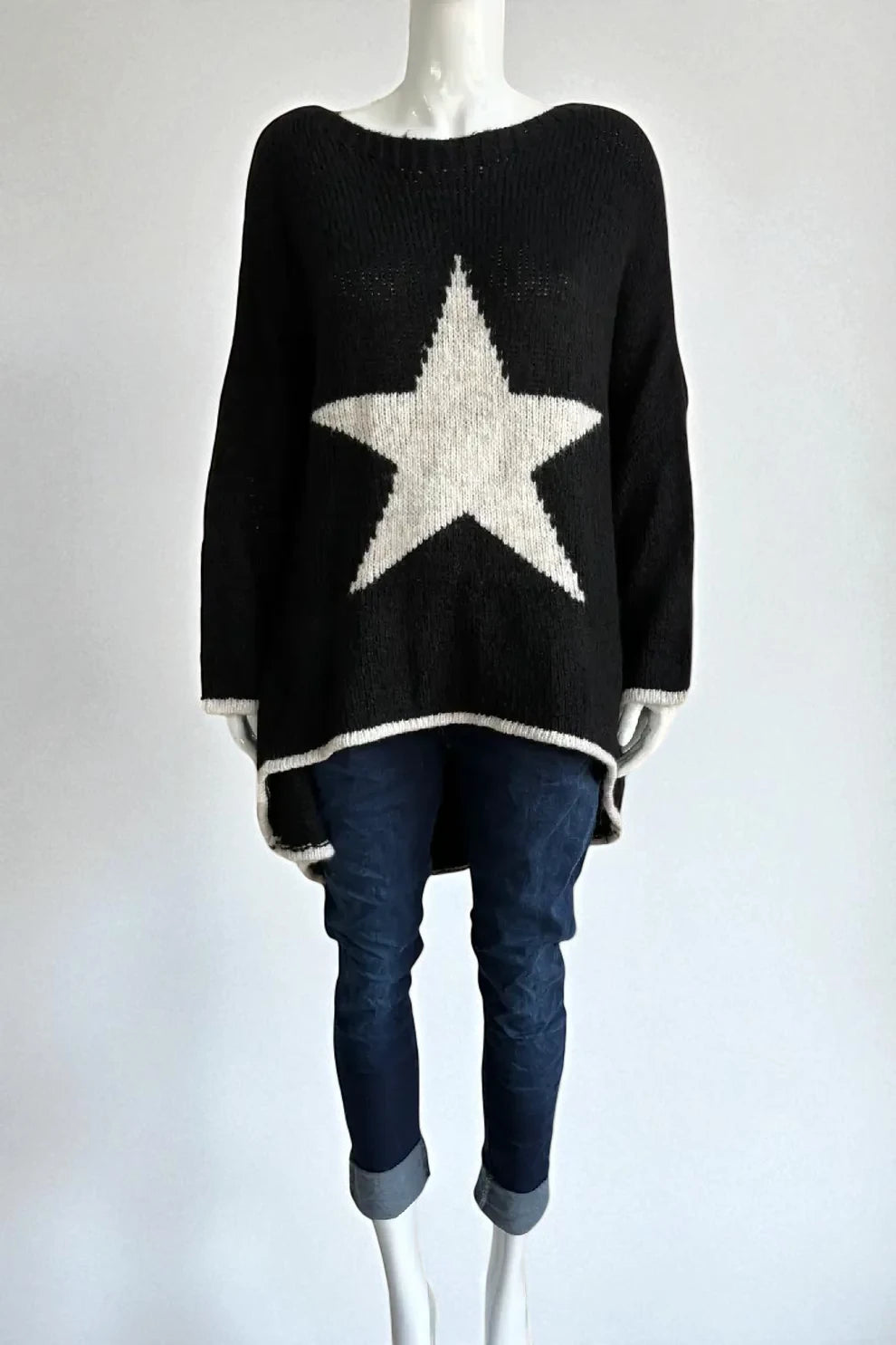 Made in Italy Wool Slouch Star Jumper