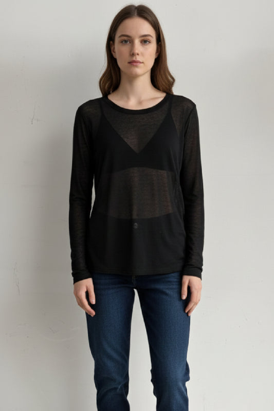 Cashmere Fine Knit Long Sleeve Top