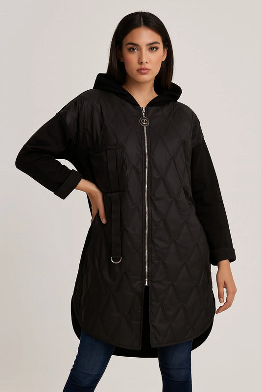 Women's Quilted Puffer Jacket with Zip Closure