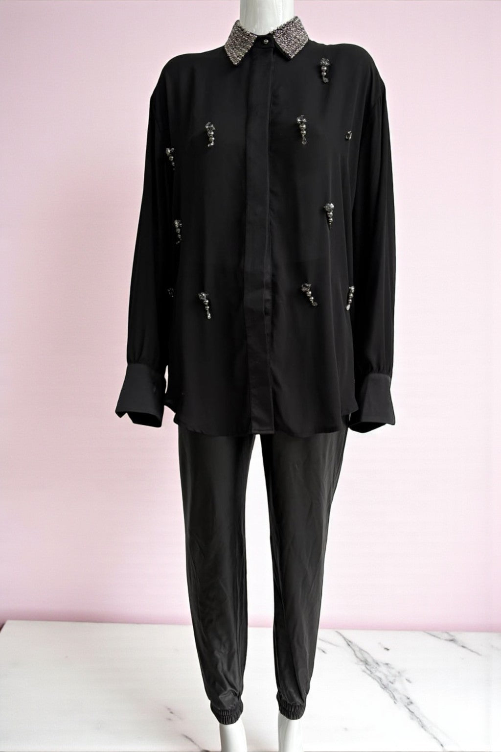 Women's Beaded Collar Brooch Shirt Partywear