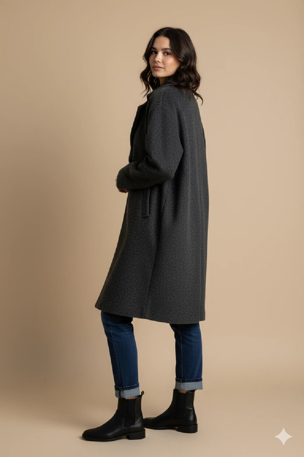 Women's Textured Double-Breasted Coat Lagenlook