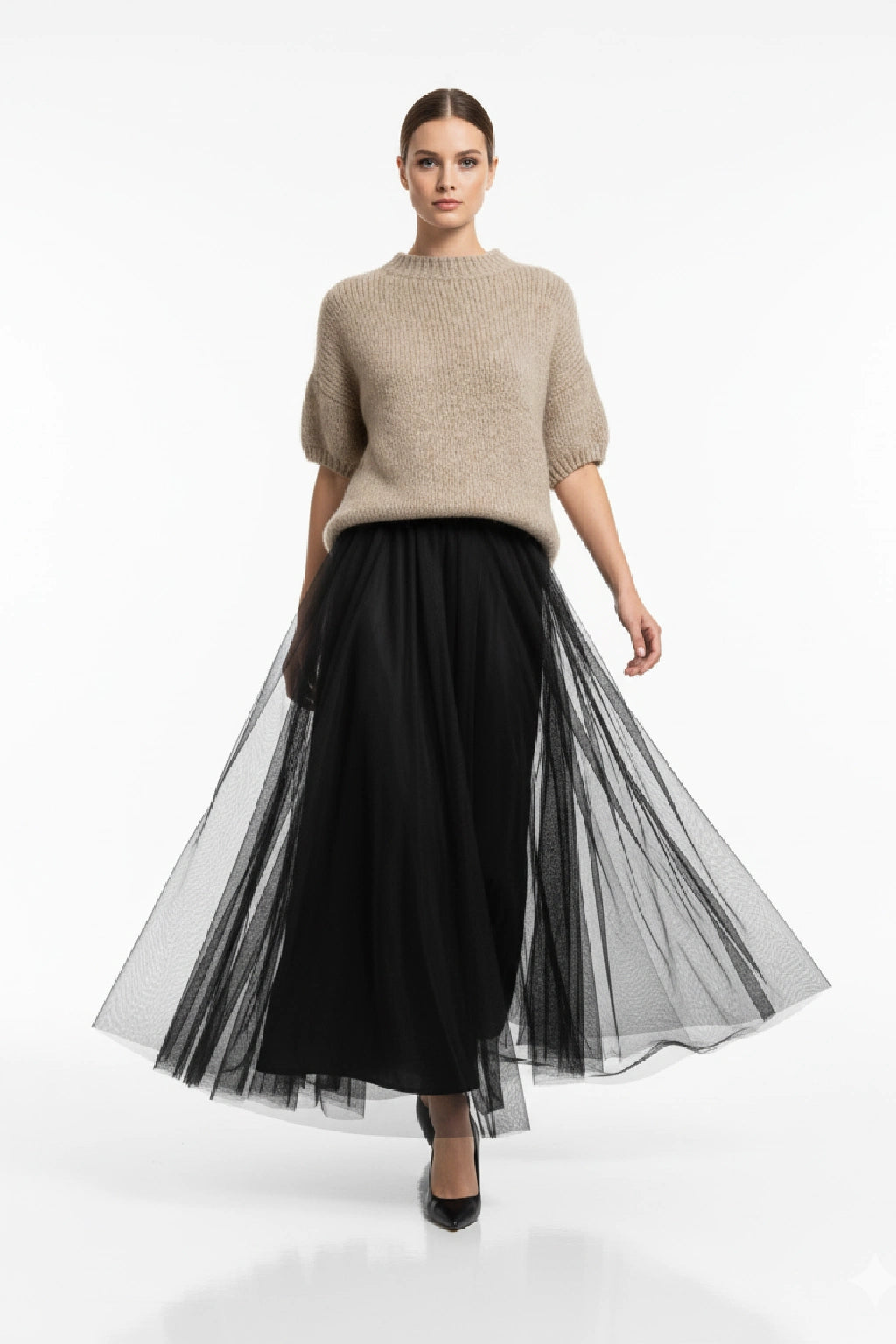 Made in Italy Tulle Printed Skirt