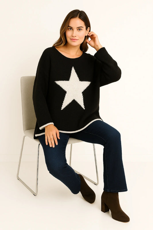 Made in Italy Wool Slouch Star Jumper