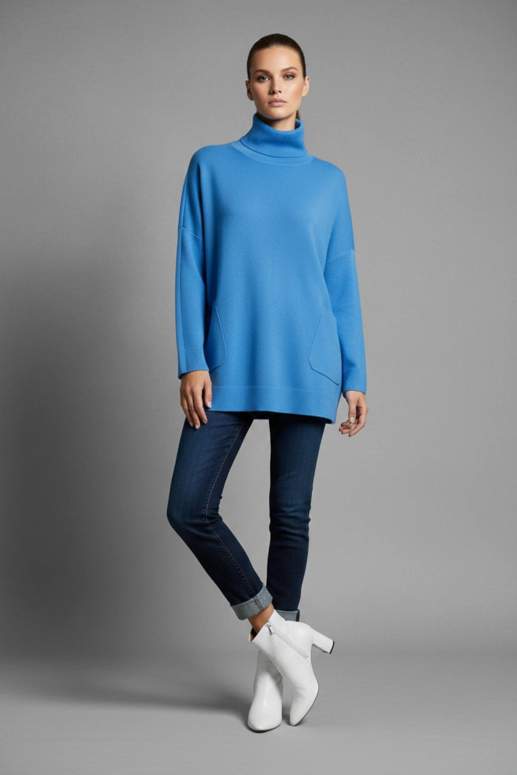 Made in Italy Polo Neck Split Hem Jumper