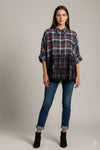 Made in Italy Plaid Shirt with Floral Lace