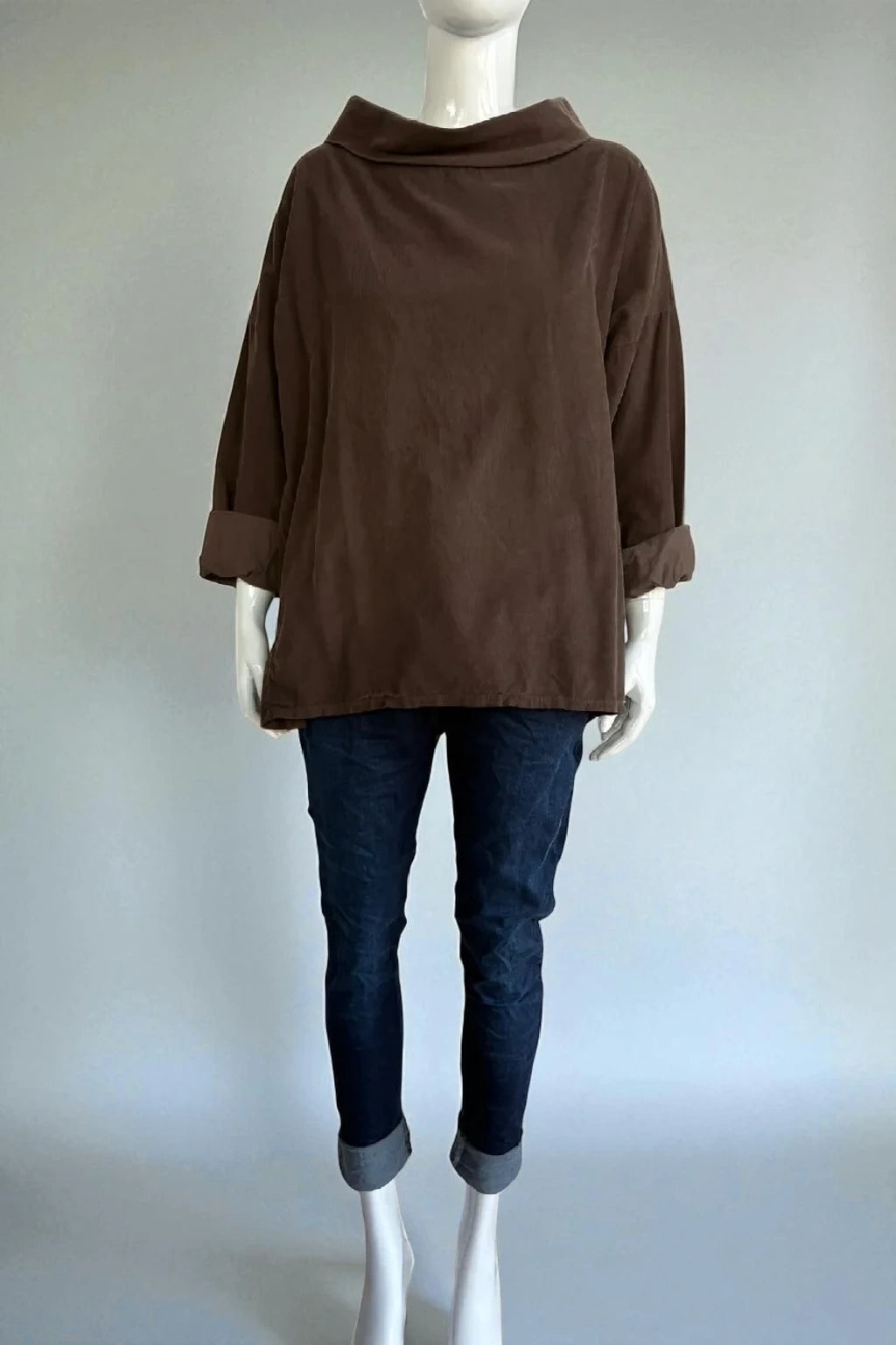 Made in Italy Corduroy  Cowl Neck Top